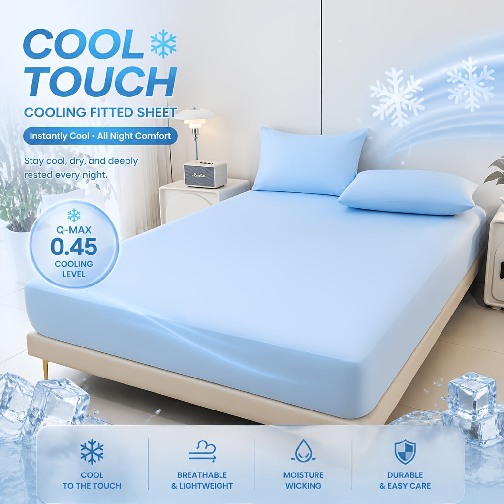 Sábana bajera ajustada fresca de verano - Suave con la piel y transpirable, que absorbe la humedad, protector de colchón acolchado antideslizante con elástico de 360°, resistente a las arrugas, a la decoloración y al encogimiento, lavable a máquina (funda