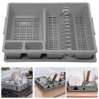1pc Cesta de drenaje de cocina, escurridor de platos, escurridor de fregadero, gris, con soporte inferior para fregadero, base de bandeja de goteo, drenaje rápido, resistente y duradero, adecuado para escurrir platos, palillos y cucharas