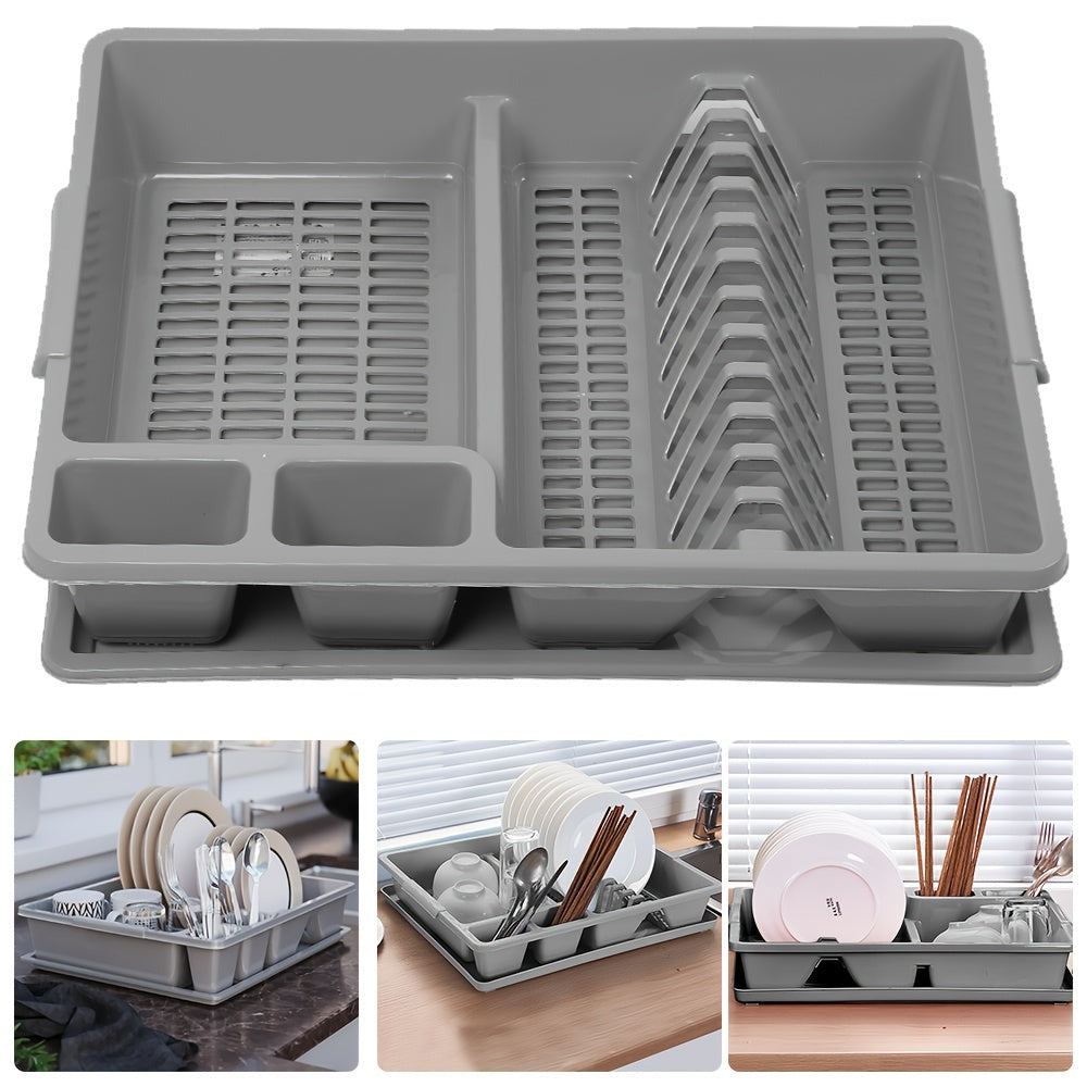 1pc Cesta de drenaje de cocina, escurridor de platos, escurridor de fregadero, gris, con soporte inferior para fregadero, base de bandeja de goteo, drenaje rápido, resistente y duradero, adecuado para escurrir platos, palillos y cucharas
