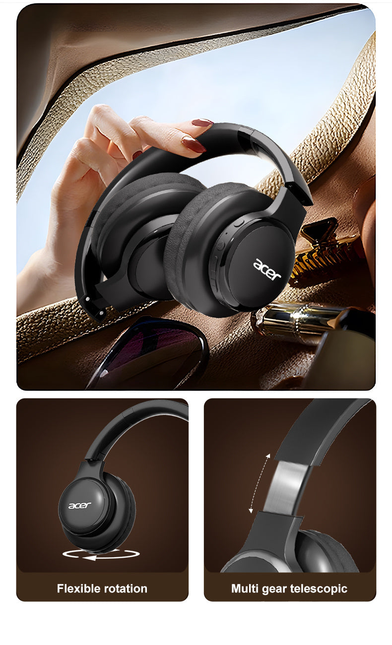 Auriculares Bluetooth | Auriculares Inalámbricos Over-Ear Genuinos de Acer con Bajos Potentes, Sonido Estéreo Hi-Fi, Reducción de Ruido en