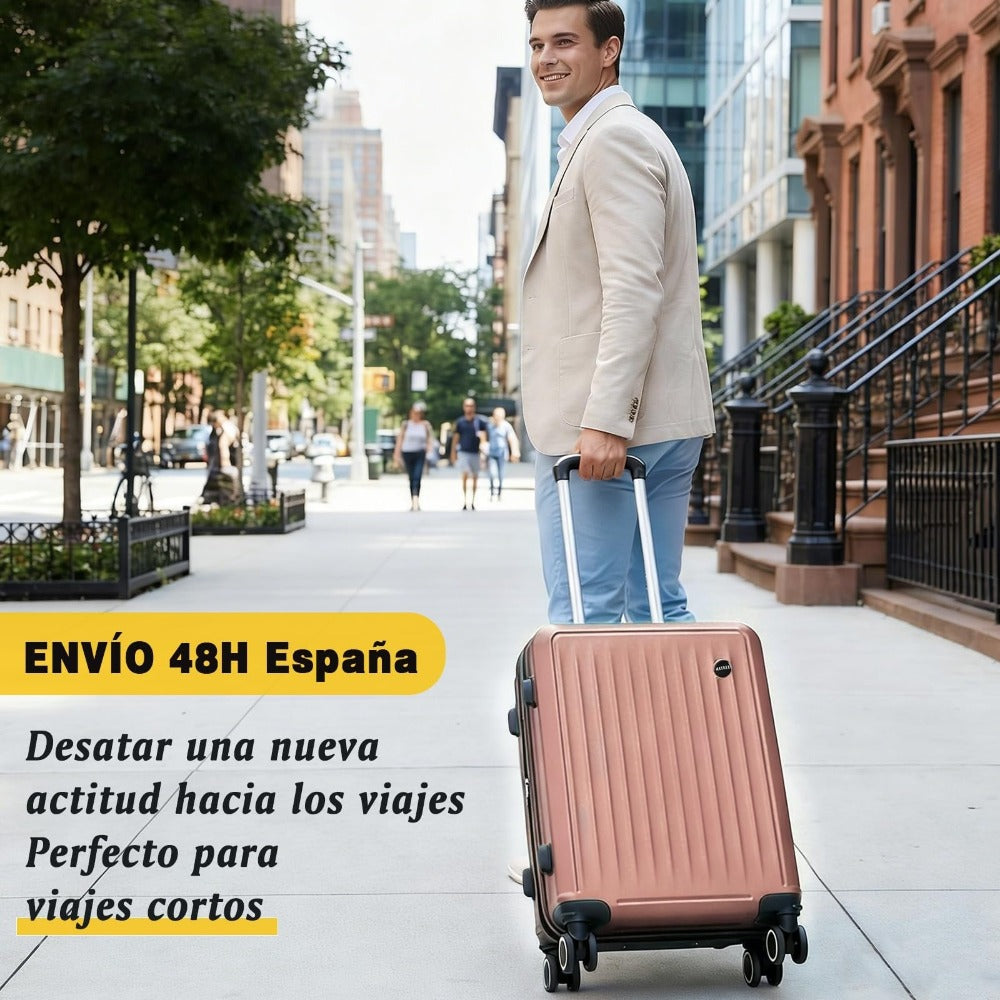 Maleta De Cabina Exclusiva Para Vuelos Europeos, Ideal Para Vacaciones De Verano Y Viajes A La Playa. Dimensiones Precisas De 55×40×20 Cm, Diseño Rígido Resistente Con 4 Ruedas Giratorias 360°, Tirador Telescópico Suave Y Cerradura De Seguridad. Ligera Y