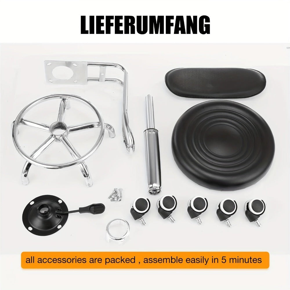 Taburete de bar giratorio con respaldo y altura ajustable, silla de metal rodante hidráulica de alta resistencia de 181.44 kg para cocina, salón, oficina, masajes y clínica