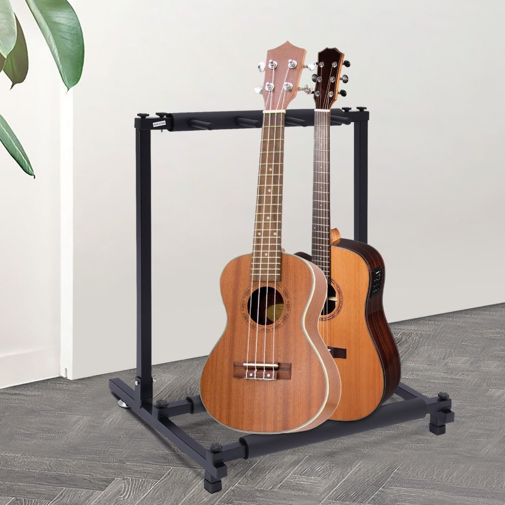 Soporte de Guitarra Multifunción 3 Plegado, Soporte para Múltiples Guitarras, Soporte Portátil Negro para Guitarra, Soporte de Exhibición Negro para Guitarra y Bajo, Estudio y Hogar (3 Guitarras)