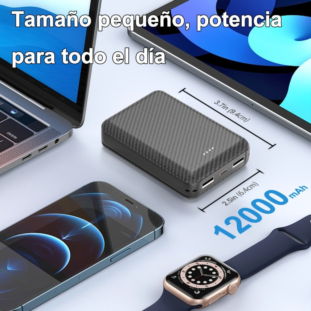 Batería de 12000mAh para Chaleco Calefactor - Power Bank de 5V 2.4A para Chaqueta Calefactora, Sudadera con Capucha y Pantalones, Cargador Portátil USB C Powerbank Compatible con iPhone 16/15/14/13/12/11 Pro/Pro Max, iPad, Samsung, Tablet y Más.