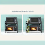 Estante de microondas ajustable y expandible - Estante de encimera de acero al carbono resistente para almacenamiento de cocina, utensilios y organizador de vajilla, ancho ajustable de 40-64 cm, altura ajustable de 32-2 cm - Diseño que ahorra espacio para
