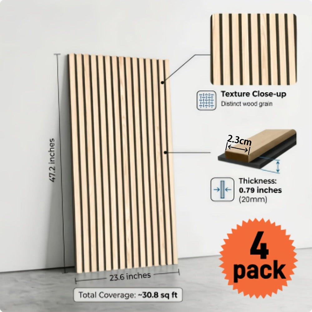 Paquete de 2/4 Paneles Acústicos Autoadhesivos, Tamaño 60*120 Cm, Fieltro Absorbente de Sonido, Diseñados Específicamente para Aislamiento Acústico y Reducción de Eco. Paneles de Pared Decorativos con Diseño de Grano de Madera, Adecuados para Decorar las
