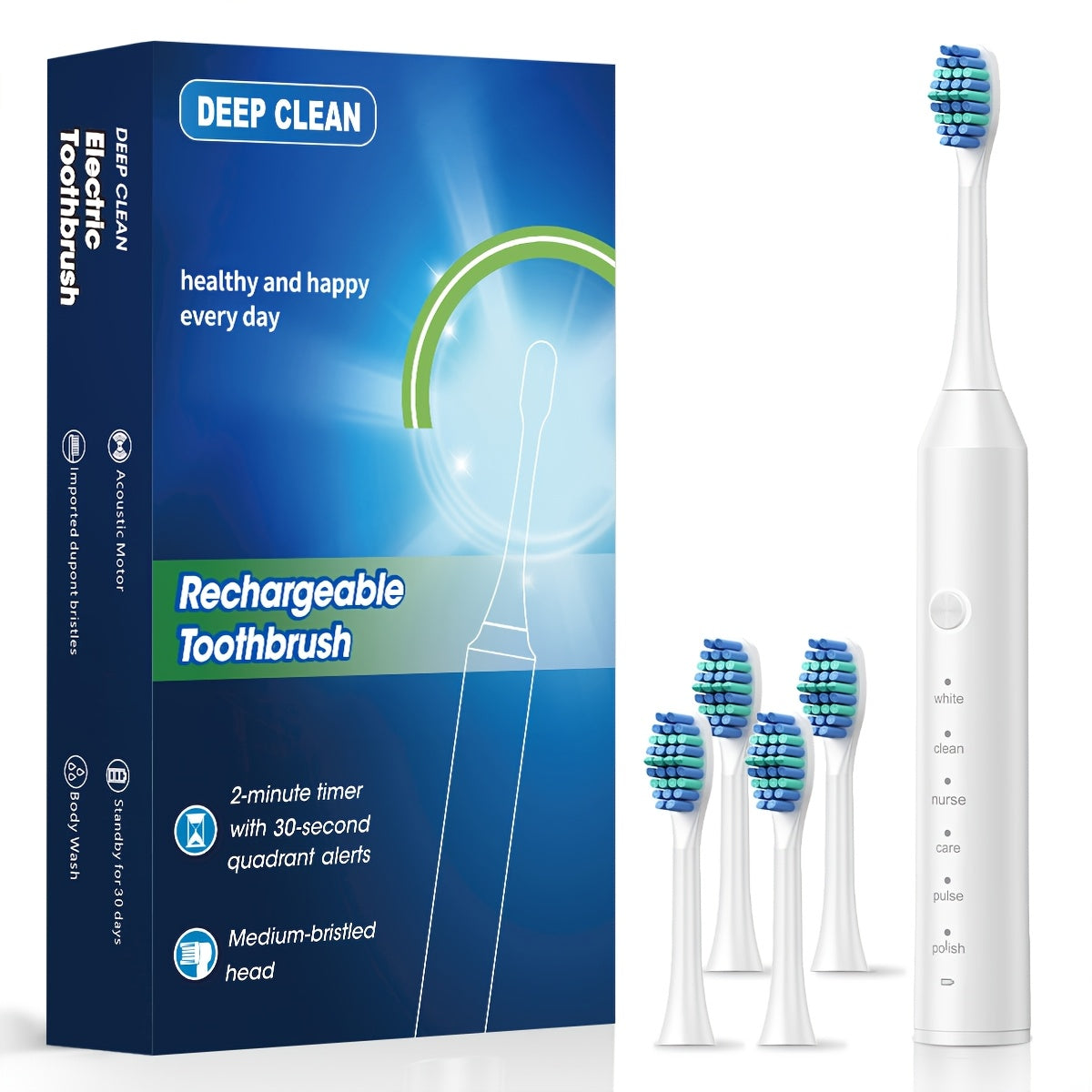 Cuidado bucal | Cepillo de dientes eléctrico inteligente para adultos con 6 modos de limpieza (limpieza profunda, blanqueamiento, cuidado de