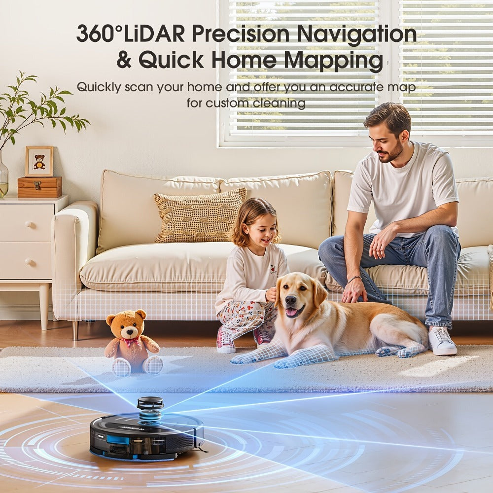 Lubluelu L20 Ultra Robot aspirador y fregona, 3 en 1, aspiradora robot, super succión de 8000Pa, 120 min, recarga por punto de interrupción, navegación precisa, limpieza inteligente, 5 mapas, 30 zonas prohibidas, control por aplicación inteligente, para a