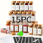15/24/36 frascos para especias con papel de etiqueta y tapa, 4 oz, botellas vacías para especias con embudo plegable, recipientes de vidrio para condimentos, frascos de almacenamiento, accesorios de cocina para restaurantes comerciales, frascos para condi
