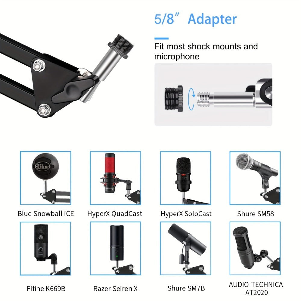 Brazo de Micrófono - Compatible con Brazo de Micrófono QuadCast S Rode AM8 Razer Seiren Mini/V3 Mini Soporte de Brazo Universal Compatible con Soportes de Micrófono de 3/8 y 5/8