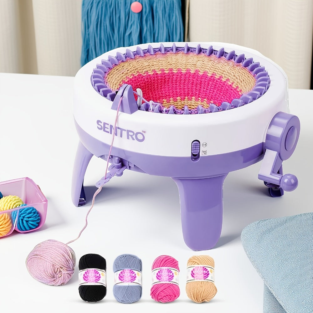 Máquina de tejer de 48 agujas, máquina de tejer circular para adultos y principiantes, perfecta para regalos de Navidad, tejer bufandas, gorros, calcetines | Proyectos de ganchillo y tejido para Halloween, Acción de Gracias, Pascua | Fácil y versátil