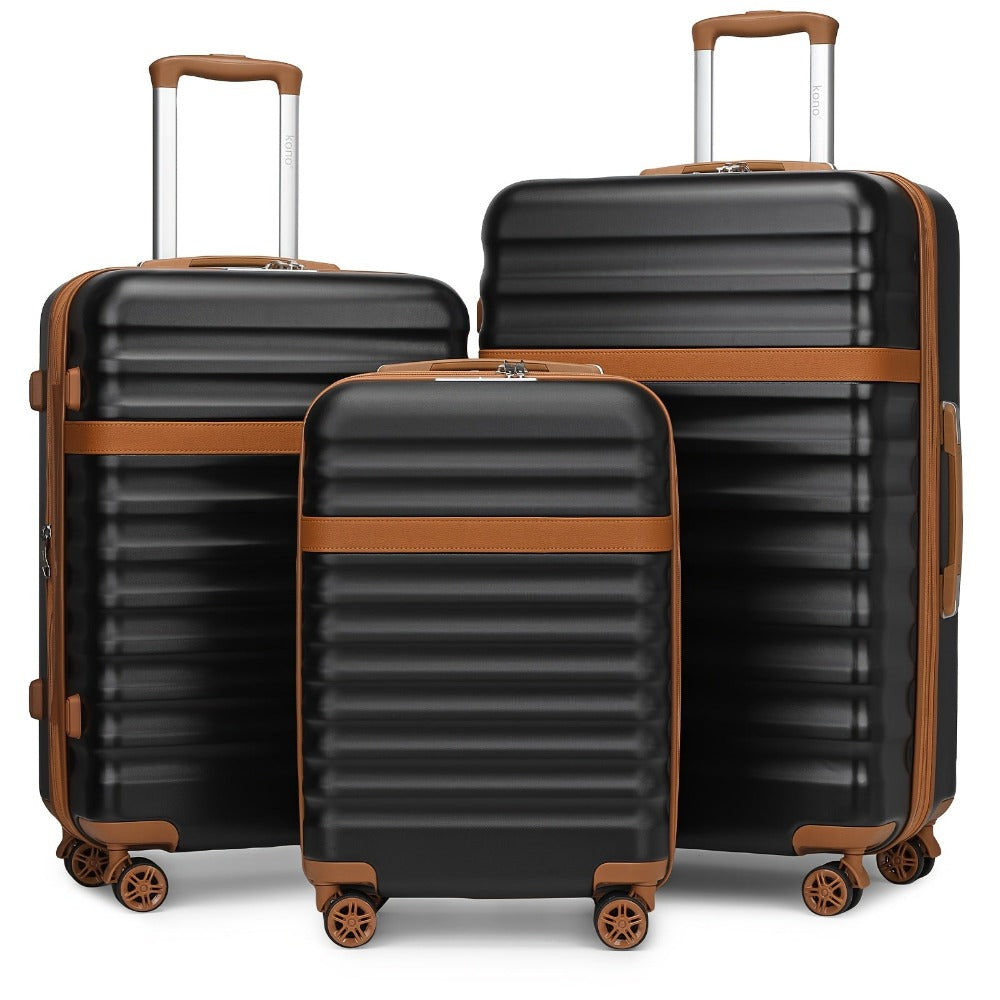 Maleta KONO Disponible en Tamaños de 20 Pulgadas, 24 Pulgadas y 28 Pulgadas, Fabricada con una Mezcla de ABS y Policarbonato. Este Trolley de Carro Rígido Está Equipado con Cuatro Ruedas y un Cerradura TSA, lo que lo Hace Ideal para Uso en la Cabina y Via