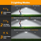 Luz solar exterior | 1/2 piezas Luces Solares para Exterior, 240 LED 3000LM Focos Solares con Sensor de Movimiento y Control Remoto, Foco Solar