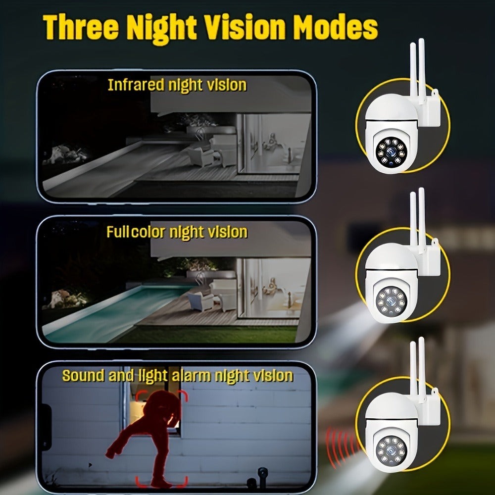 Viernes 2 piezas Cámara de seguridad WiFi Ease Life APP 1080P HD, visión nocturna a color, audio bidireccional, /inclinación/zoom 360, seguimiento y detección de movimiento para seguridad del hogar, foco y sirena, con cable