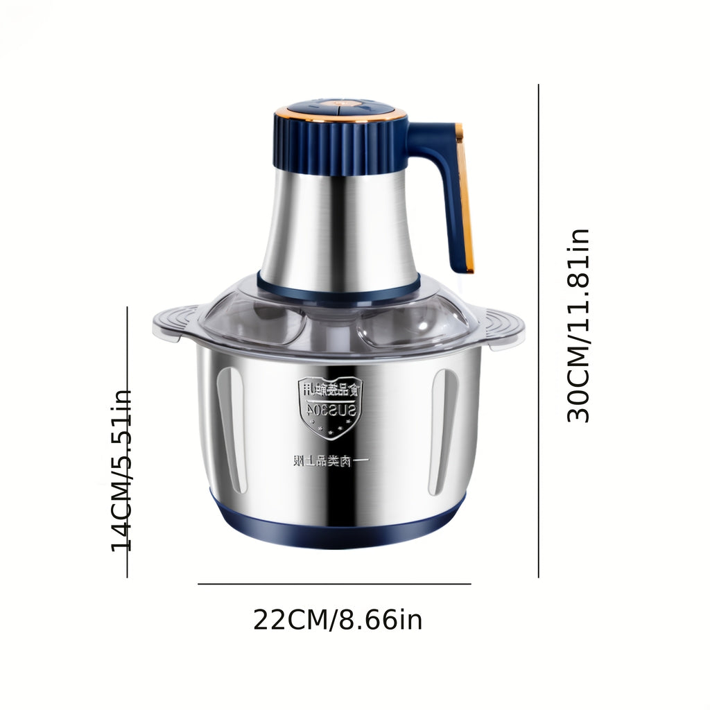 Procesador de alimentos de acero inoxidable de 5 litros, picadora eléctrica potente de 40,000 RPM, 6S, procesador multifuncional de acero inoxidable para cortar verduras para carne, verduras, cebolla, ajo, ensalada y alimentos para niños