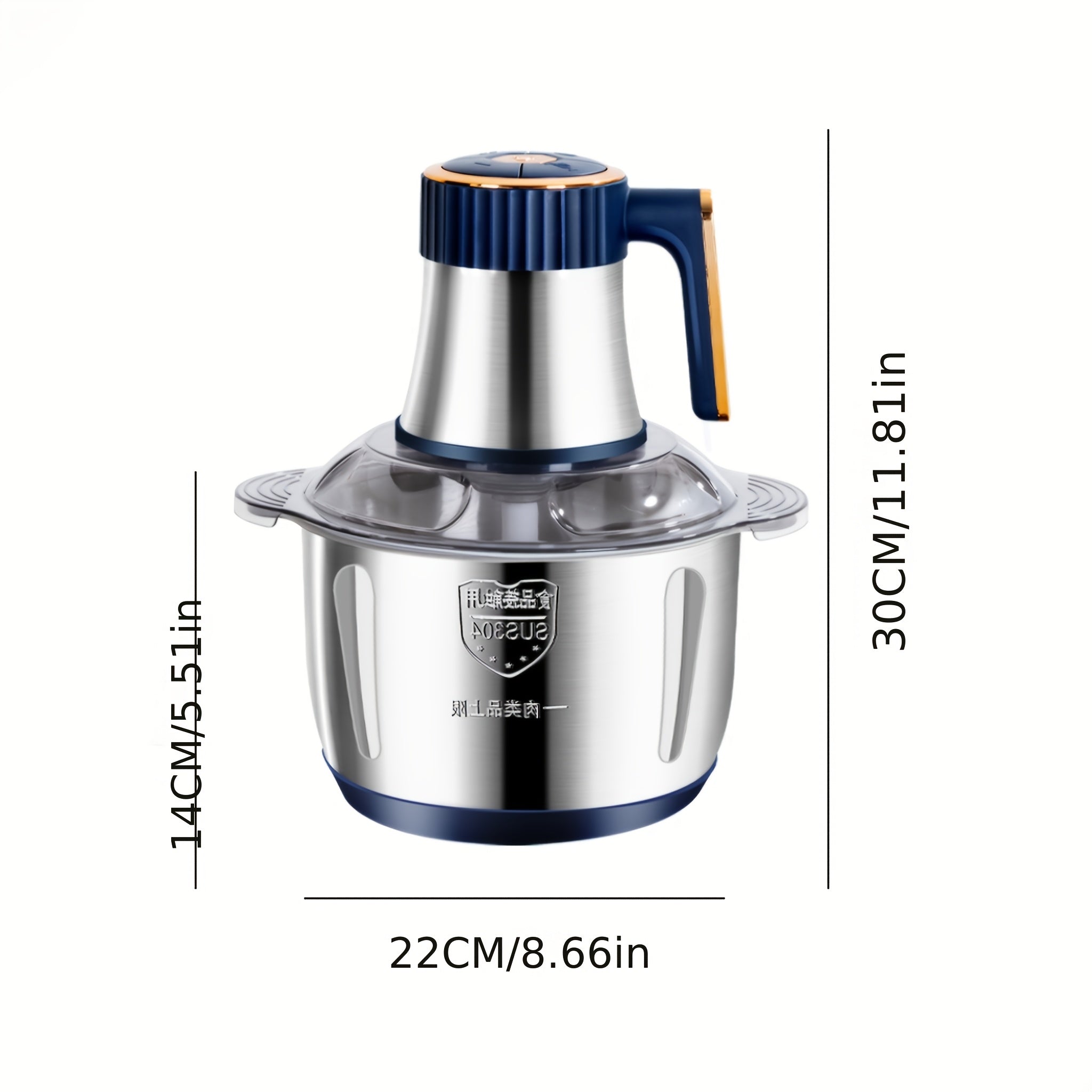 Procesador de alimentos de acero inoxidable de 5 litros, picadora eléctrica potente de 40,000 RPM, 6S, procesador multifuncional de acero inoxidable para cortar verduras para carne, verduras, cebolla, ajo, ensalada y alimentos para niños