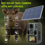 Cámara de Rastreo WiFi Solar - Cámara Recargable con Batería Integrada 5000mAh - 4K 64MP para Monitoreo y Observación del Medio Ambiente, Visión Nocturna, Compatible con Tarjeta de Memoria hasta 64GB e IP67 a Prueba de Agua (Versión sin Wifi)