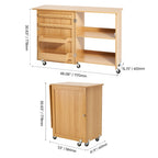 Mesa de costura plegable VEVOR con ruedas con cerradura estantes bandejas puerta color madera