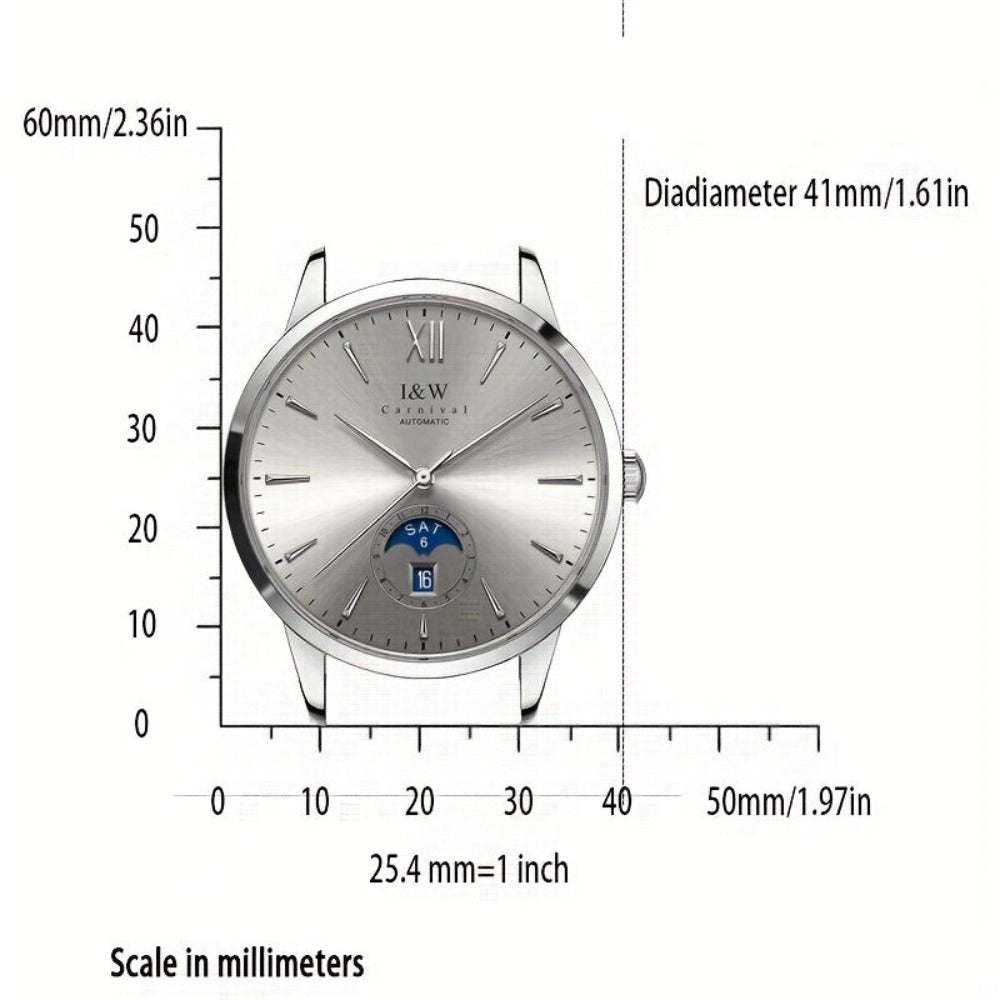 I&W Carnaval Marca de Alta Gama Reloj Mecánico para Hombre Acero Inoxidable Espejo de Sapo Reloj Deportivo de Moda para Hombre Regalos de Vacaciones, Sin Batería