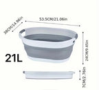 Cubo para la colada retráctil blanco y gris 21 l. Ideal para ropa sucia, Dobla, Juega, Lleva contigo.