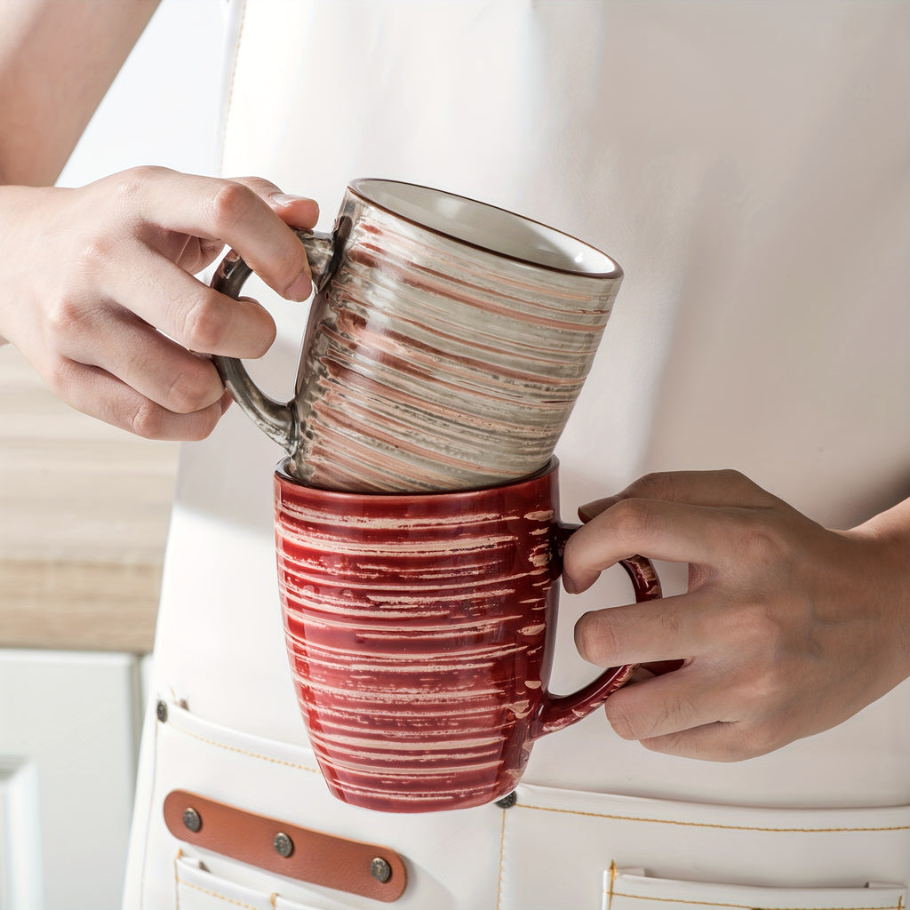 Juego de 6 tazas, Set de tazas de café y té de cerámica estilo rústico chic multicolor, ideal para café/té/chocolate caliente/leche/agua/bebida. (375 ml/13 oz)