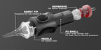 Kit de pluma máquina de tatuaje rotativa inalámbrica POSEIDON, motor sin núcleo de trazo ajustable de 2.4-4.2 mm, dos baterías con pantalla digital de 2300 mAh, viene con 10 agujas de tatuaje y otras adiciones