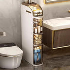 Organizador de baño estrecho de 4 niveles, gabinete de almacenamiento para baño delgado de 7.1″ con cajones y caja de pañuelos, armario móvil de plástico impermeable con ruedas para cocina pequeña, lavandería, sala de estar, unidades de cajones de almacen