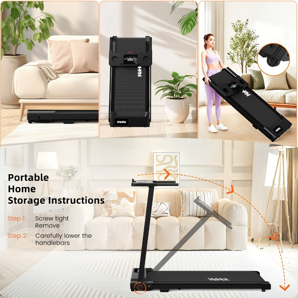 Cicloergo Plegable, Cicloergo 2 en 1, Cicloergo para Casa, Máquina de Correr y Caminar, Cicloergo Silencioso, Cicloergo Compacto, Altavoces Inalámbricos, Pantalla LED, Velocidad Ajustable, Motor de 2.0HP, Equipo de Gimnasio en Casa, Máquina de Correr Pleg