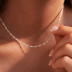 Collar de plata 925 para mujer – Cadena de plata trenzada elegante y minimalista – Cadena delicada para mujer, regalo de joyería