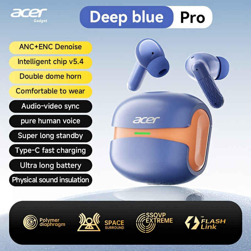 Auriculares Bluetooth | Acer Ohr Auriculares inalámbricos de 13.92 metros Anc Call con reducción de ruido, graves potentes, sonido estéreo