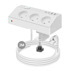 Tira de escritorio multifuncional 7 en 1 con carga rápida USB-C PD20W, toma de mesa con protección contra sobretensiones HAFINO en o blanco con 2 puertos USB-A, 3 tomas de CA y cable de extensión de 2 metros para uso en hogar y oficina, 1 pieza