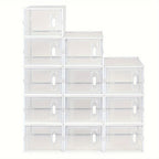 Caja de zapatos apilable, caja de zapatos con puerta magnética, caja de plástico para guardar zapatos, organizador de zapatos plegable para tamaños inferiores a 42, 35X19X25 cm