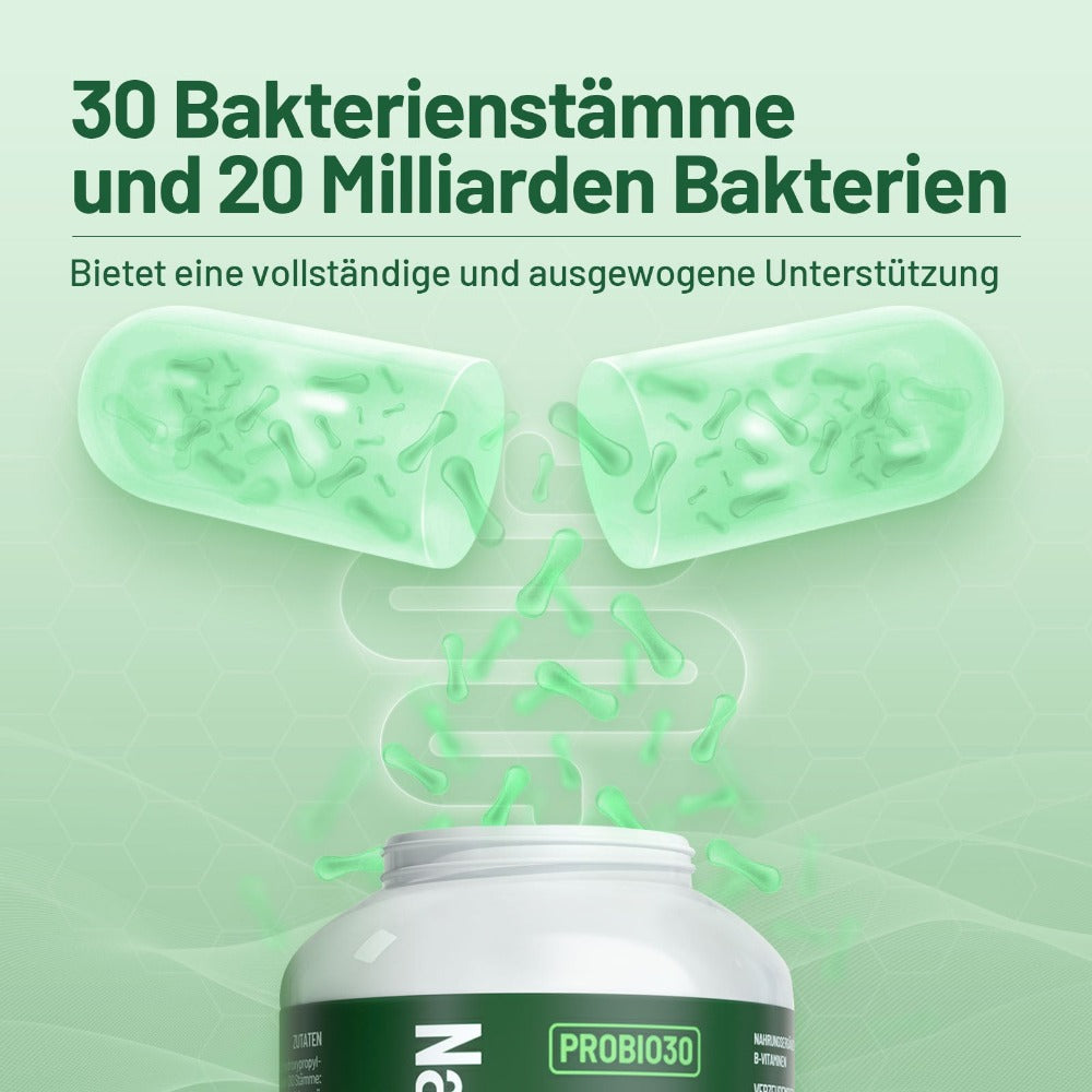 Probio PLUS Complejo de Cultivos - 180 CÁPSULAS con 30 Cepas Bacterianas, 20 Mil Millones de UFC/Dosis Diaria, Recubrimiento Entérico y Vegano, con Lactobacilos y Bifidobacterias, 3 Meses, Flora Intestinal