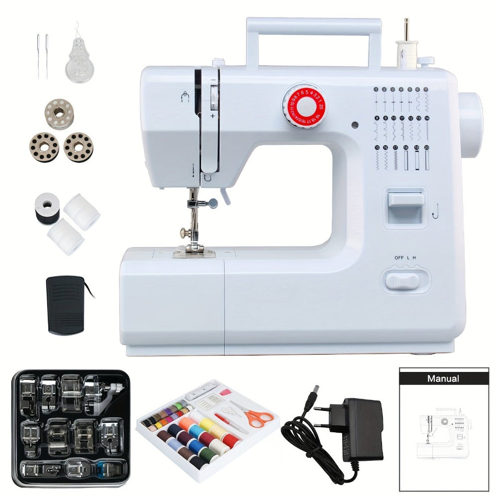 Máquina de Coser 618 Multifunción Eléctrica con Pedal, 20 Puntadas, Kit de Costura y Accesorios