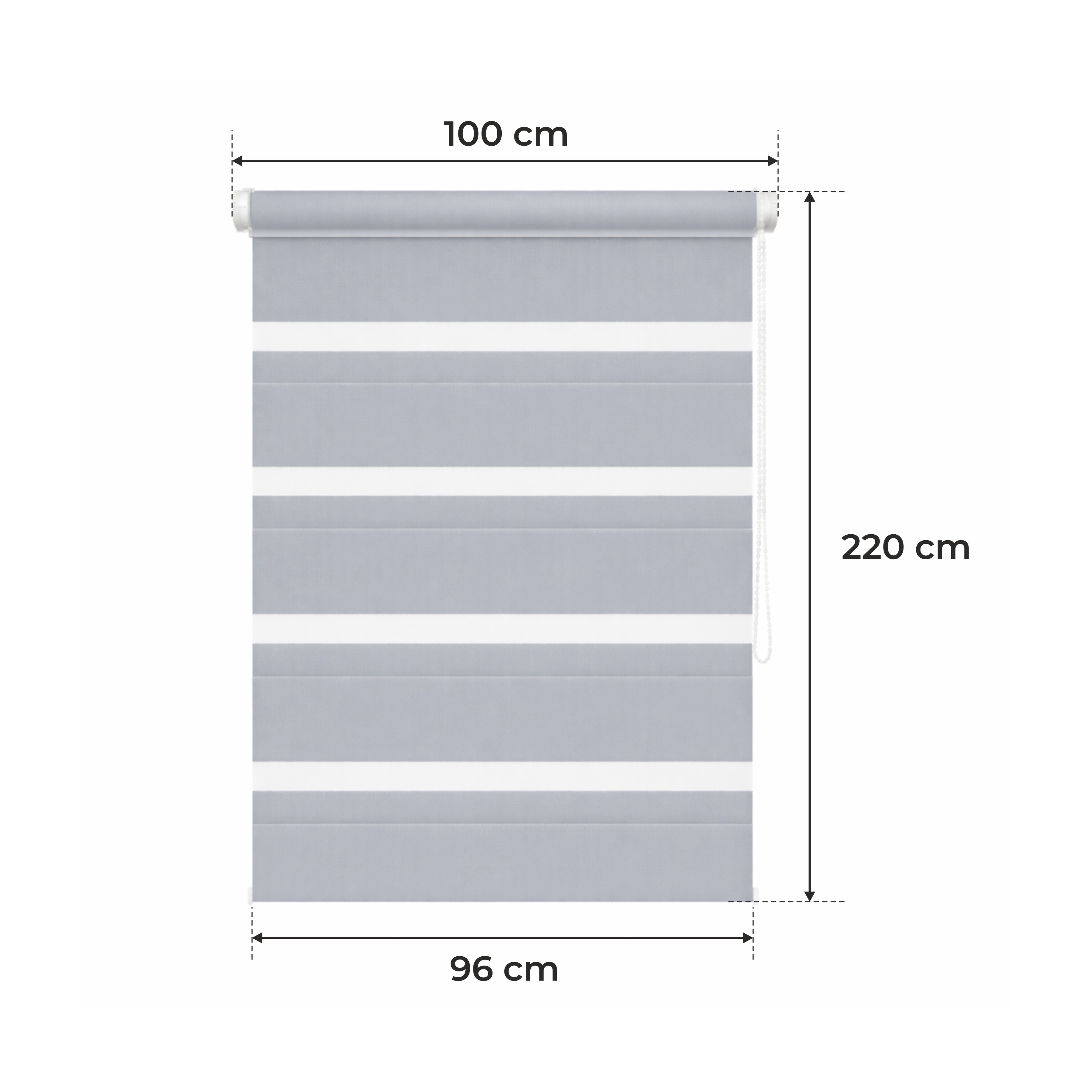Persiana Día y Noche - Gris Claro - 32 Tamaños - BOJANEK Día y Noche - Instalación No Invasiva, Sin Necesidad de Taladrar, Ajuste por Cadena, Soportes Ajustables para Diferentes Grosos de Ventanas, Diseño Moderno, Protección de Luz y Privacidad, Perfecta