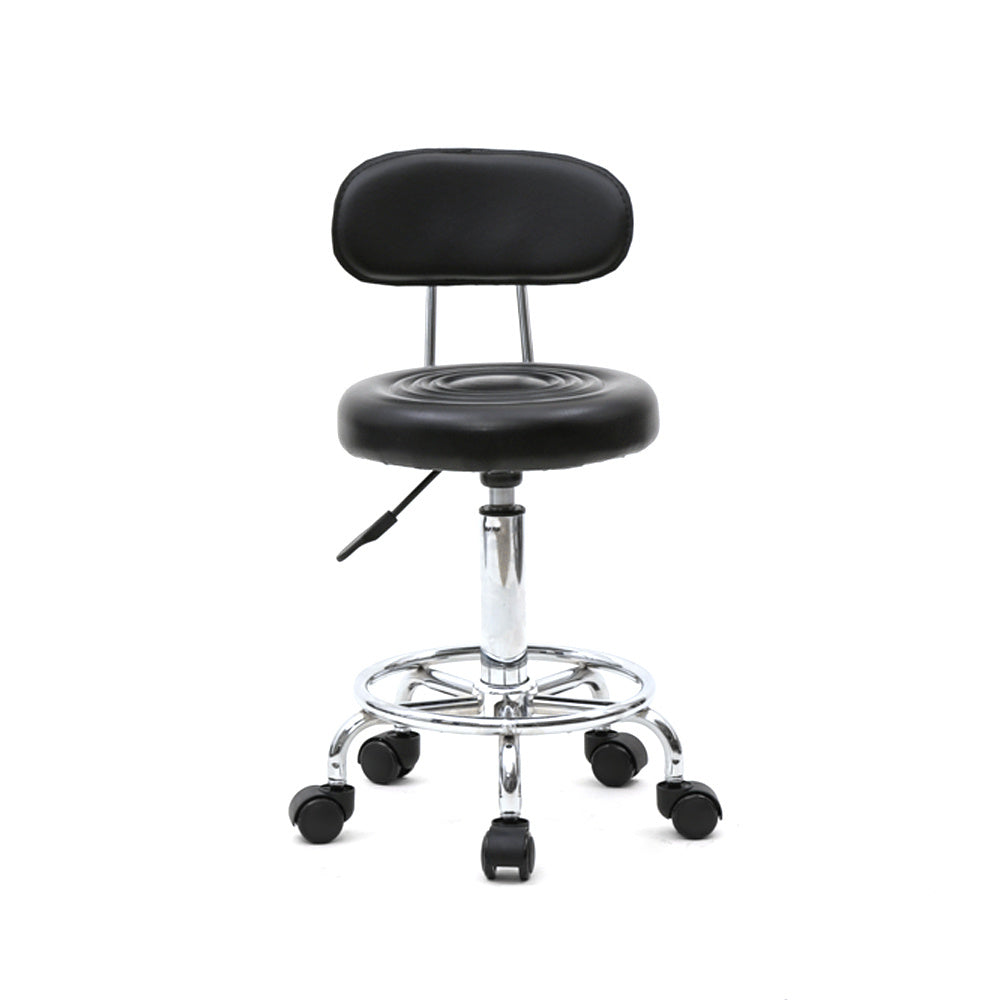 Taburete de salón redondo con ruedas y respaldo, taburete giratorio de salón de altura ajustable con ruedas y asiento suave para spa, salón de dibujo, tatuaje