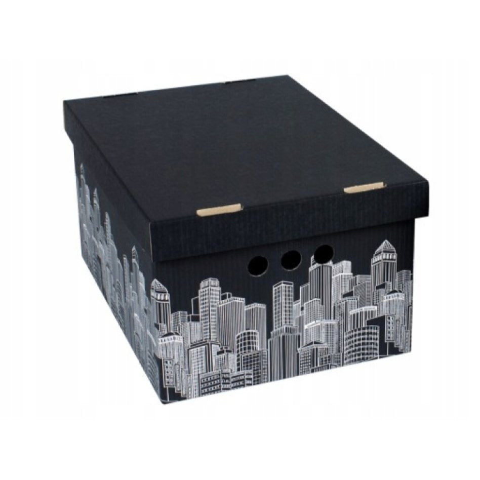 Caja de almacenamiento decorativa de cartón, 1 pieza, con estampado, para ropa, artículos pequeños, documentos, ideal para hogar, oficina o armario, dimensiones: 35x26.3x18.6 cm
