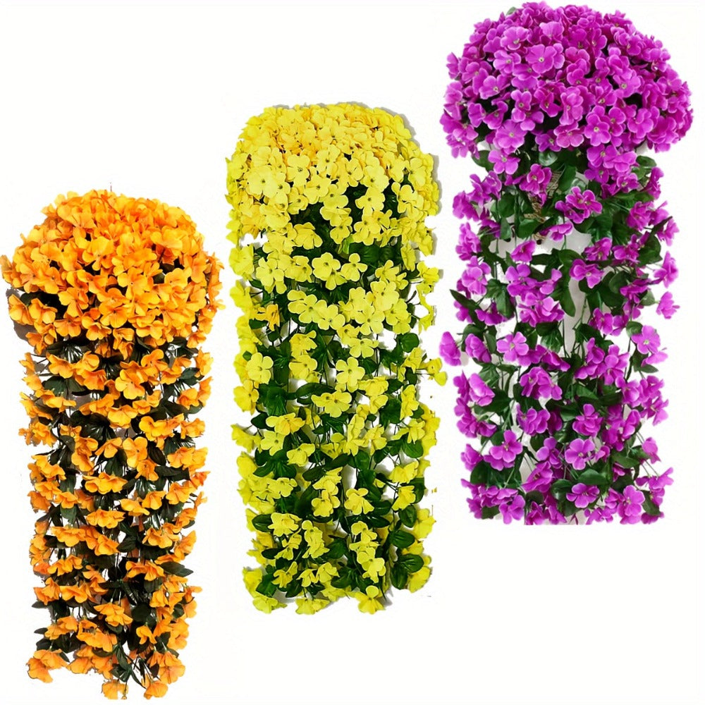 2 piezas de flores colgantes, flores colgantes de simulación artificial en 10 colores con flores exuberantes, resistentes a los rayos UV, plantas artificiales realistas, adecuadas para la decoración de jardines, oficinas y hogares al aire libre, ideales p