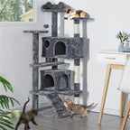 Costoffs Poste para Rascar de Gatos de 138 cm, Árbol Resistente con Pelota de Juego y Cueva para Gatos, Torre de Rascado y Escalada para Gatos, Casa para Gatos