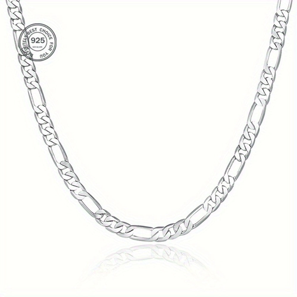 ARTPAGE Cadena Plateada 925 de Plata Esterlina Collar de Moda Figaro Plateado Collar de Moda Urbana Encanto Unisex Regalo para Hombres Día de San Valentín Día del Padre Cumpleaños Navidad con Caja de Regalo