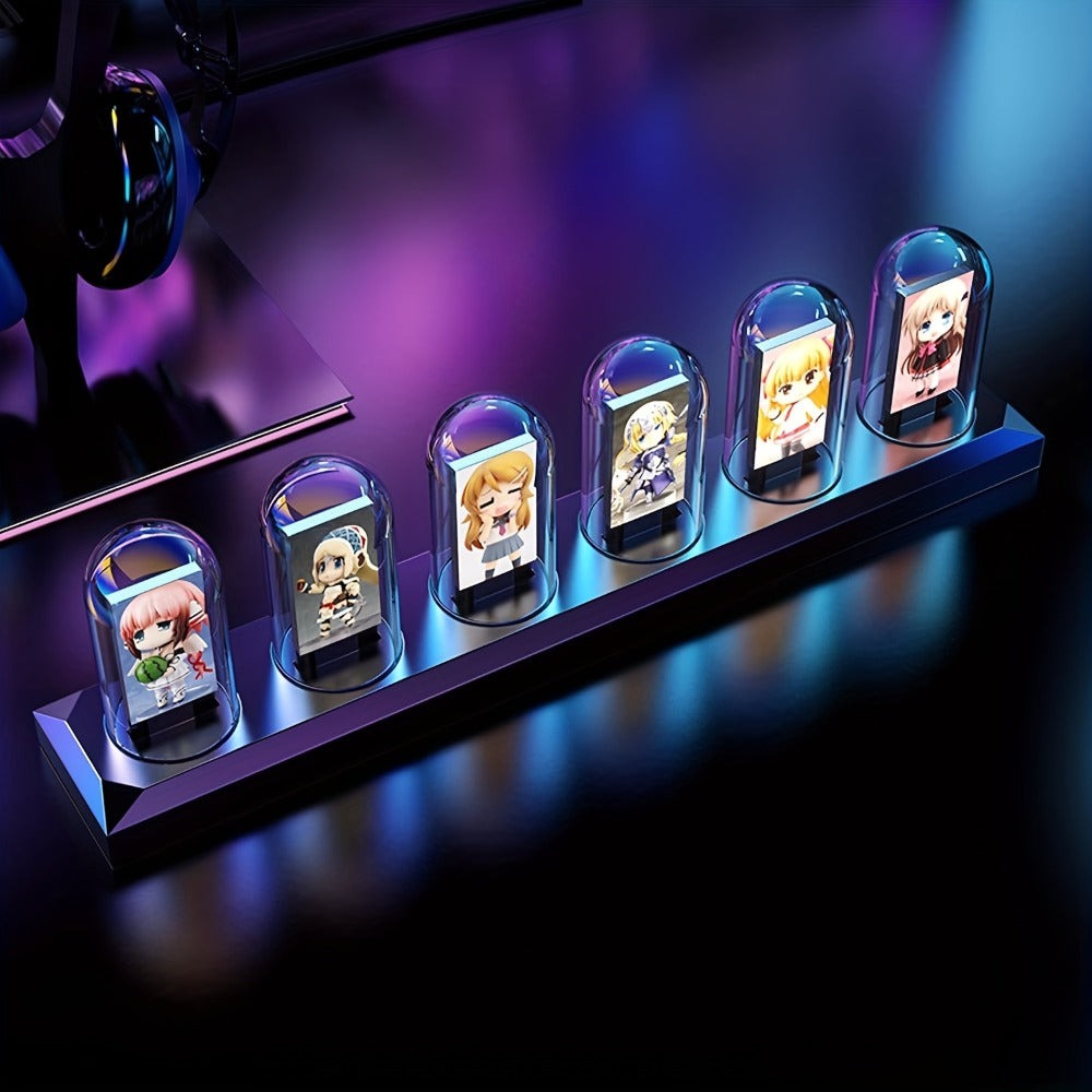 Reloj digital RGB de tubo Nixie con luz de noche y cable USB, reloj analógico IPS que brilla, compatible con calibración de hora Wi-Fi, control por aplicación, modo clima, para decorar escritorio, habitación, para regalo