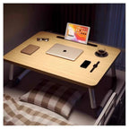 Mesa plegable multifunción para cama y sofá con portavasos, 60×40×28 cm, mesa auxiliar con atril para leer en la cama, bandeja multifunción para ordenador, libros, trabajo y estudio en casa (con cajón / sin cajón)