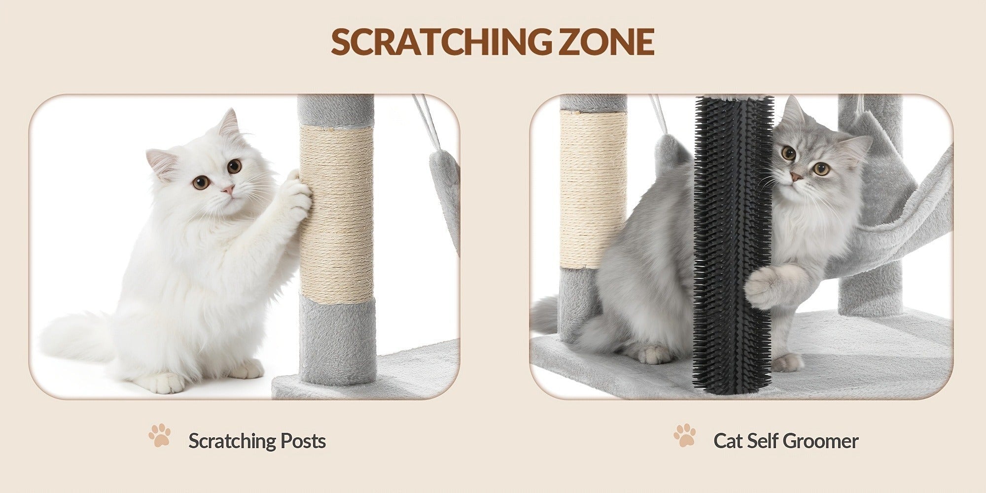 Árbol para gatos de 220 cm de varias capas con 3 casitas para gatos, 3 plataformas, 3 hamacas, 8 postes de sisal, 1 bola de pelo y 1 cuerda de sisal