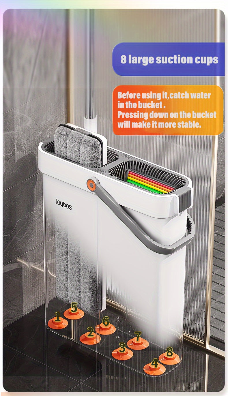1 unidad de fregona plana Joybos con cubo para fregona para una limpieza fácil del piso, 4 paños de microfibra para quitar el polvo, fregona de plástico duradera, ideal para el hogar, la cocina, la sala de estar, el dormitorio, el uso en el piso del baño,