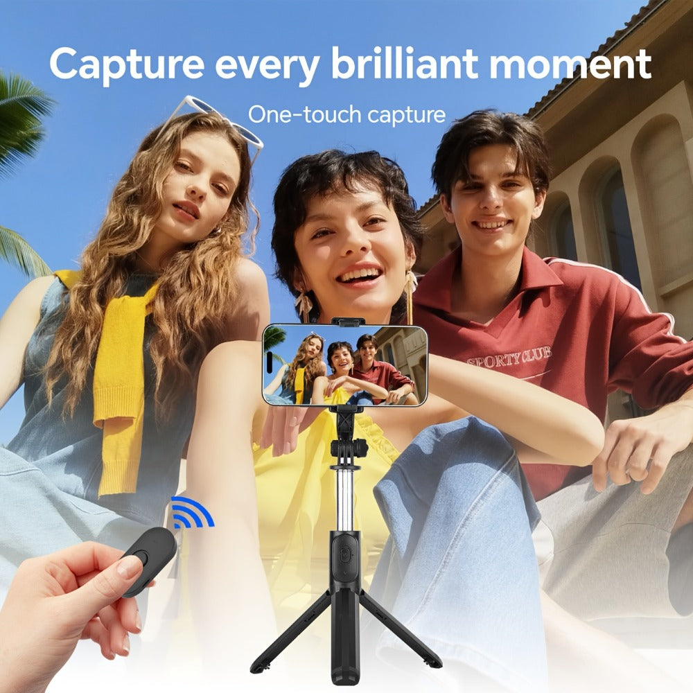 Palo Selfie Retráctil Profesional de 101.6 cm, Trípode de Suelo para Transmisiones en Vivo, con Control Remoto Inalámbrico, Rotación de 360°, Diseño Estable Anti-vibración. Ideal para Vlogs de Viajes y Exteriores para Transmisiones en Vivo. Compatible con