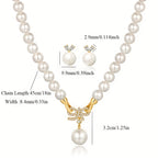 Joyería para mujer de plata 925, collar con lazo de perlas de agua dulce, aretes de botón con perlas de circonita sintética y orejas de conejo, grado AAAA, criado a mano, tamaño grande de 8 mm, seleccionado, Halloween, Navidad, Día de San Valentín, cumple