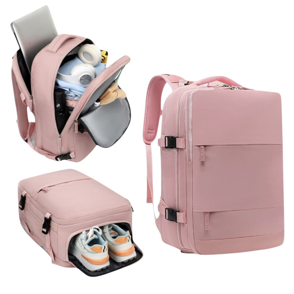 Mochila de Viaje para Cabina de Avion 45x30x20 para Vuelo Barato Equipaje de Mano y Espaciosa con Compartimento para Zapatos y Mochila Antirrobo Multifuncional para Viajes 2210.