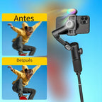 Estabilizador cardán AOCHUAN en forma de 7 de 3 ejes para smartphone, aplicación AOCHUAN, antivibración, enfoque/zoom de precisión, seguimiento de rostro/objeto, varilla plegable extensible de 73 cm, luz RGB, múltiples modos de fotografía, adecuado para v