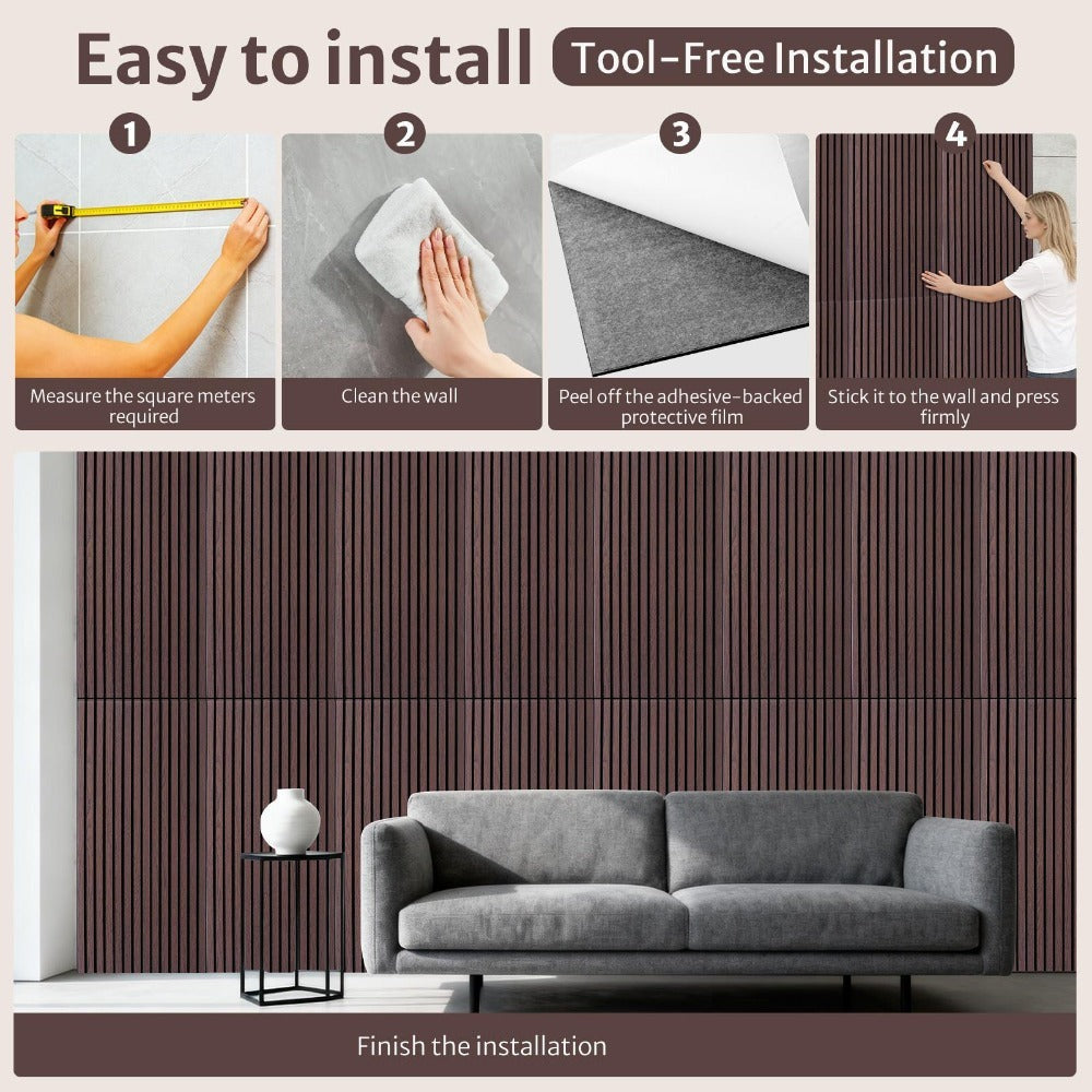 Juego de 4 paneles acústicos, paneles de pared, rejilla autoadhesiva, panel absorbente de sonido, 115x55 cm