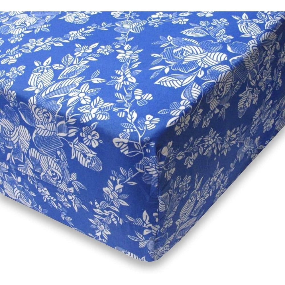 Funda de colchón totalmente cubierta con cierre de cremallera. Fácil de colocar, duradero, suave y cómodo 100% poliéster. Impreso en azul